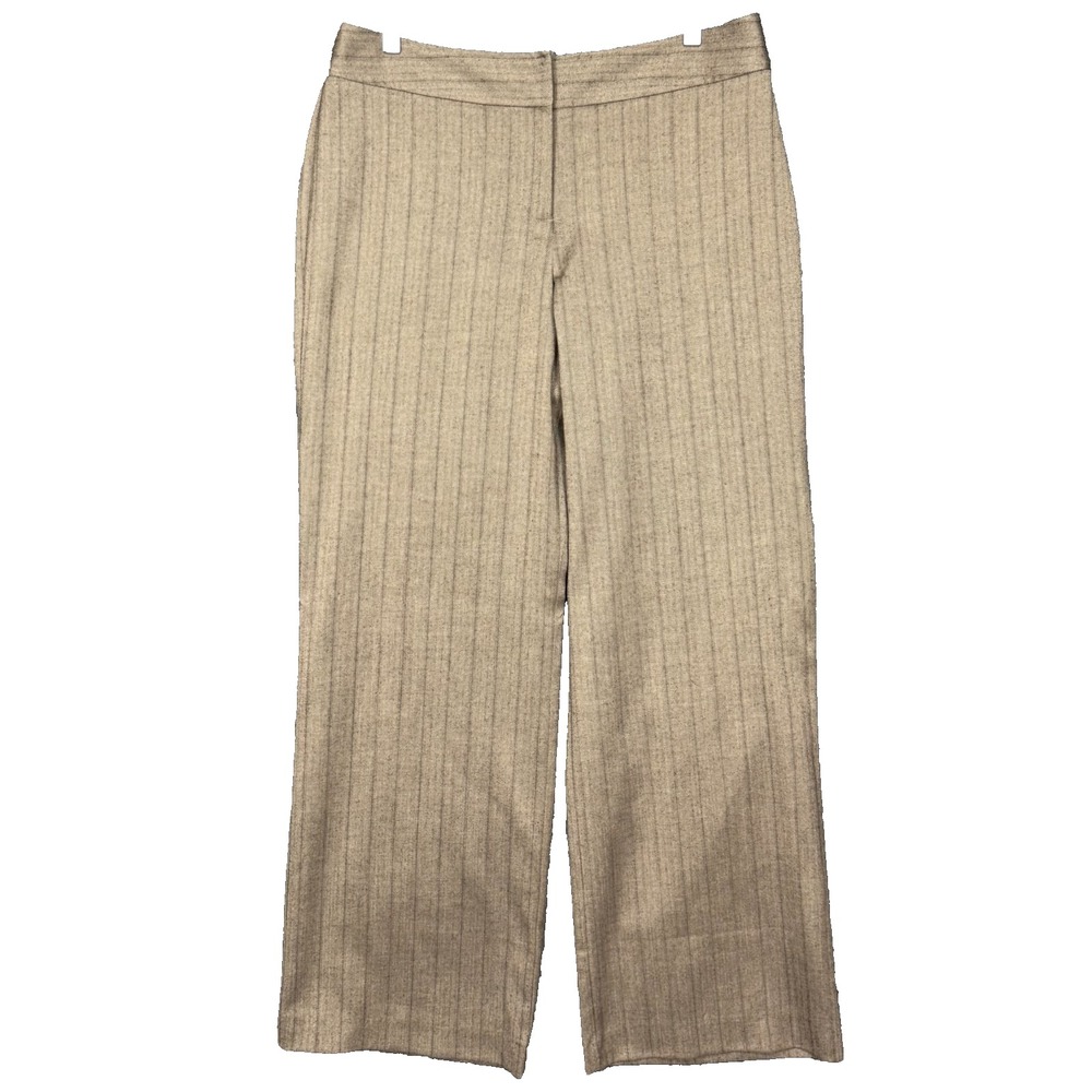 Chicos Pants Womens 2 12 Brown Pin Stripe Career High Rise Stretch Straight Leg
